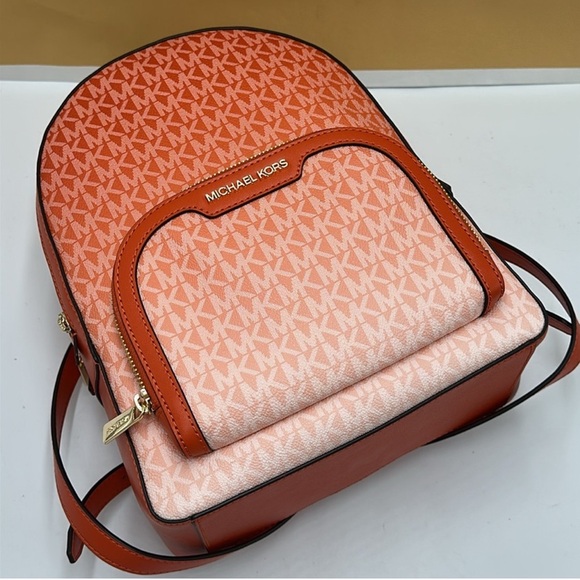 Michael Kors Signature Orange Backpack - Picture 7 of 9